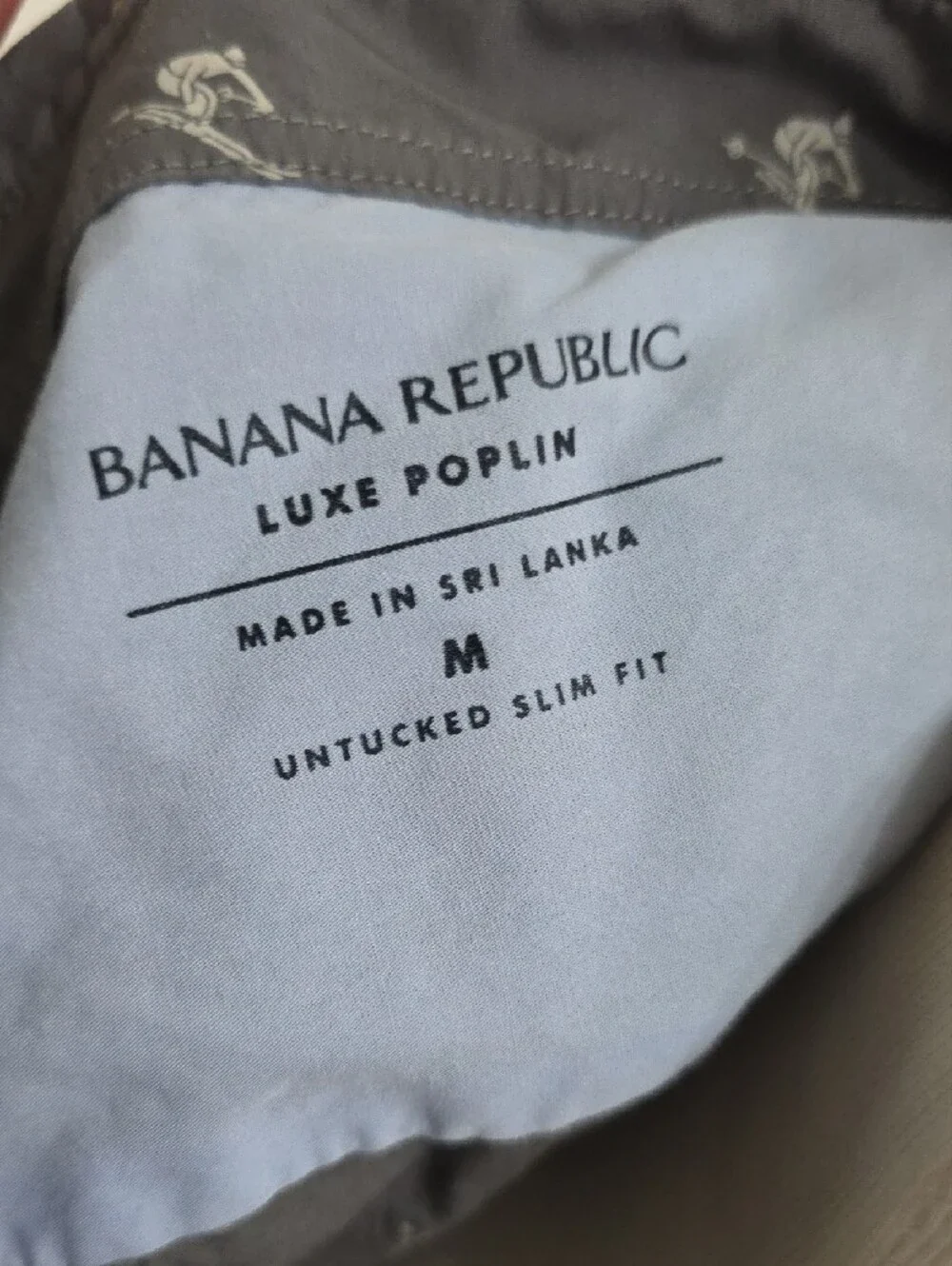 Banana Republic M Gray Button-Down Shirt with Small White Ski Motif